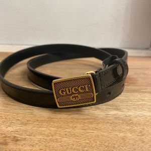 Gucci Patent Thin Black Belt